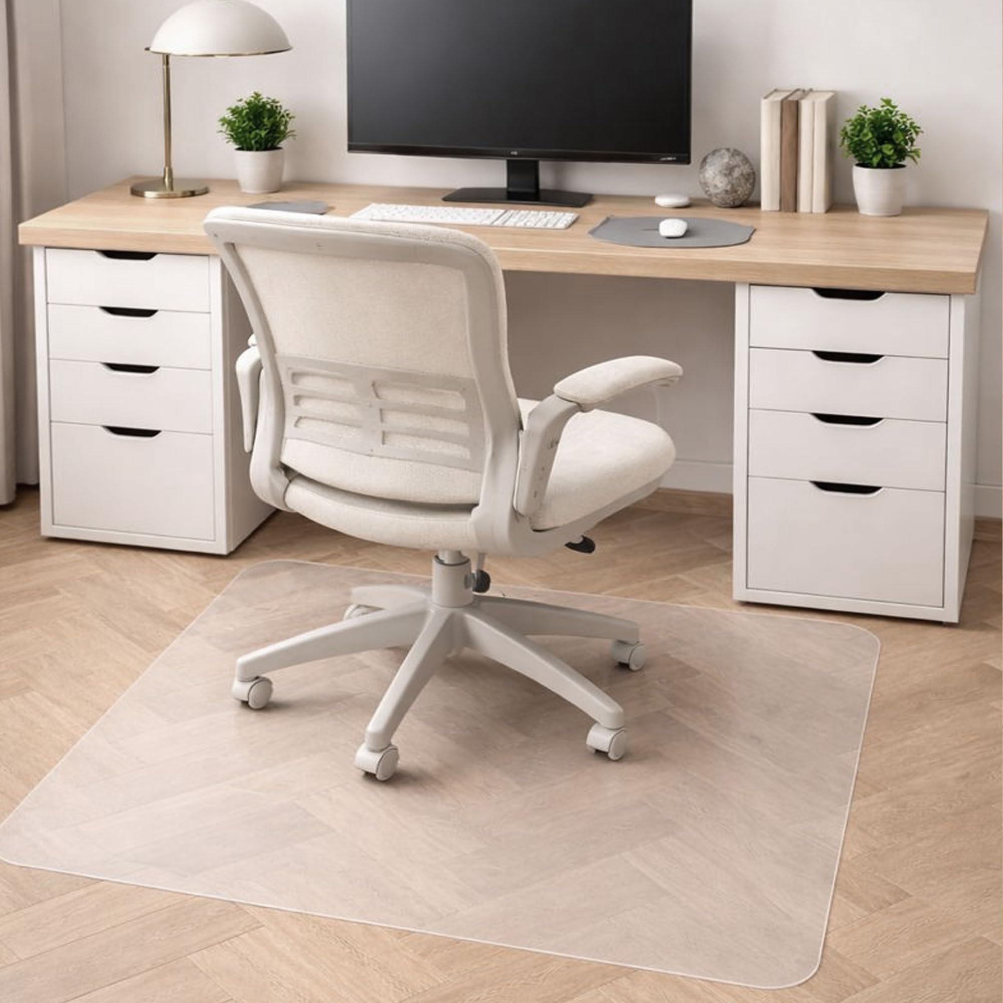 Marvelux 120 x 150cm (47" x 60") Large PVC Office Chair Mat for Hard Floors, Clear Floor Protector, Rectangular Non-Slip Vinyl Floor Protection Mat, Made in the UK