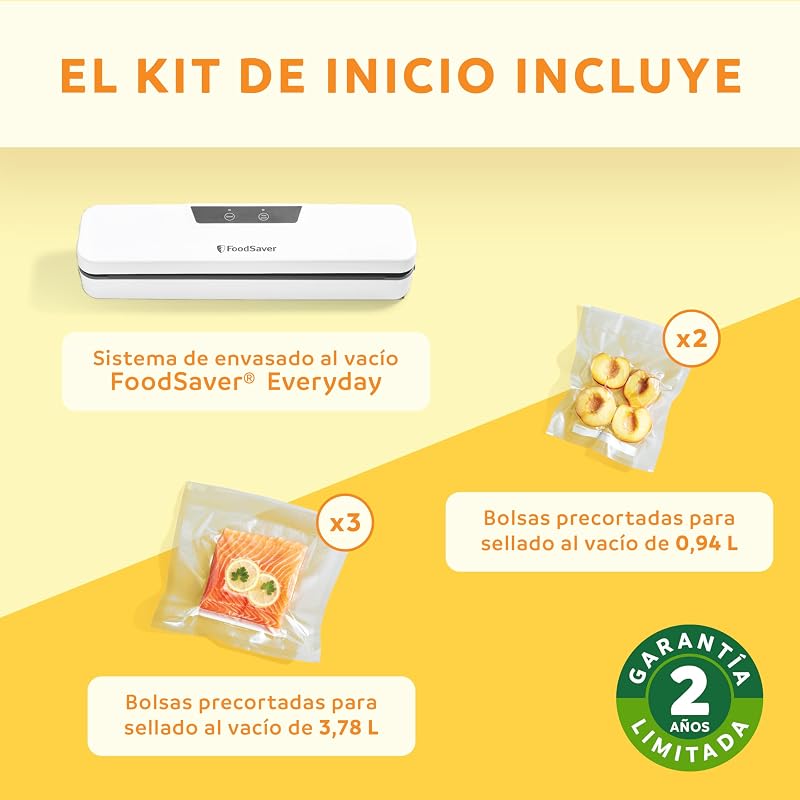 Everyday envasadora al vacío | Mantiene los alimentos frescos hasta 5X más tiempo | Maquina de envasar al vacio con diseño compacto | Con 5 bolsas para envasar al vacío (0,94 l y 3,78 l) — foto 6 de 7