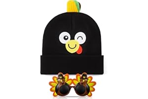 LIITRSH 2 Pcs Thanksgiving Turkey Hat and Glasses Set, Funny Turkey Trot Costume Accessories for Fall Races, Parties and Photo Props