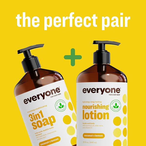 EVERYONE 2-IN-1 LOTION FOR HANDS/BODY, 32 OUNCE (PACK OF 1) COCONUT AND LEMON MADE WITH ESSENTIAL OILS FOR MEN AND WOMEN