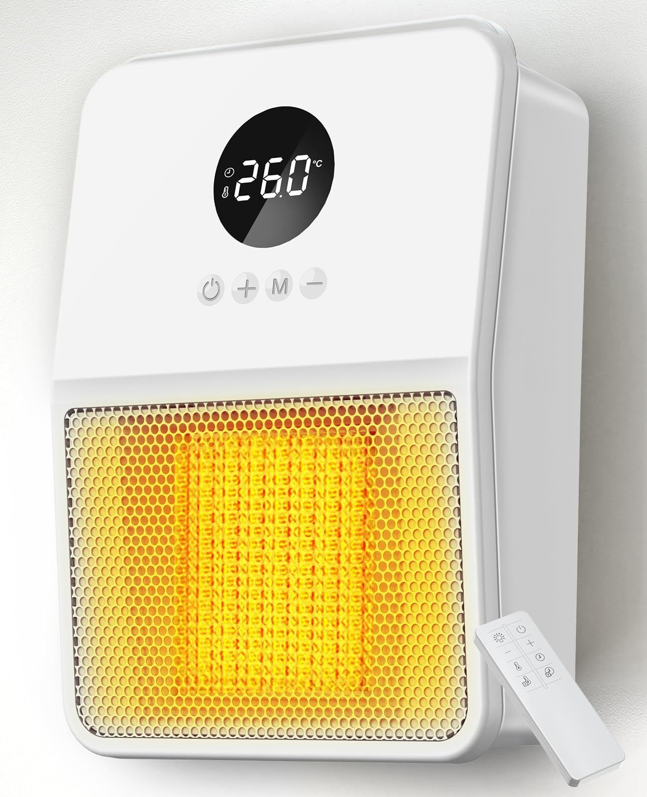 ヒーター 壁掛け 【2025新モデル・人感センサー・ECOモード・2秒速暖 ・パワフル】脱衣所 電気 セラミックヒーター 暖房器具 省エネ ヒートショック防止 熱中症対策 吊り下げ式 大風量 2段階温風 8畳部屋対応 足元 電気ストーブ 切りタイマー機能 消し忘れ防止 リモコン付き LEDディスプレイ表示 温度センサー搭載 過熱保護 転倒保護 メモリー機能商品画像