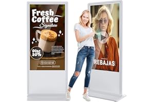 JIYANG 65 Inch Digital Signage Display,Indoor Floor Standing TouchScreen Advertising Display Kiosk Android System,Commercial LCD Totem Support HDMI-in,Free Customization Stickers and CMS System(White)