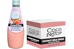 COCO NOTCH Coconut Milk Drink –Strawberry Flavor-10.14oz Coconut Milk Drink with Pulp – No Preservatives and Non-GMO – 12-Pack