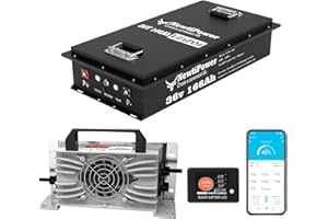 NEWTIPOWER 36V 166Ah Golf Cart Lithium LiFePO4 Battery with Charger and 200A BMS Grade A Cells Deep Cycle Rechargeable Battery,10000+ Cycles,Perfect for Golf Cart,Off Grid Applications (36V 166Ah-GC)