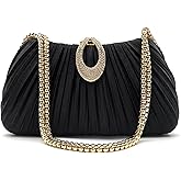 Qiannaura Evening Clutch Purses For Women Formal Satin Dress Handbag for Wedding Party Elegant Small Shoulder Bag