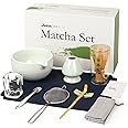 Joiish Matcha Tea Set 10-Pcs Kit, Whisk and Bowl with Spout & Measuring Spoon, Japanese Tea Making Tools, Grey