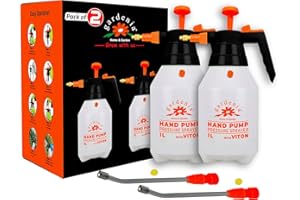 Hand Pump Pressure Sprayer 1L - 2 Pack, Hand Held Pressurized Multipurpose Sprayers for Home Lawn Garden & Horticulture for S