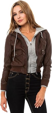 obey leather jacket with hoodie women's