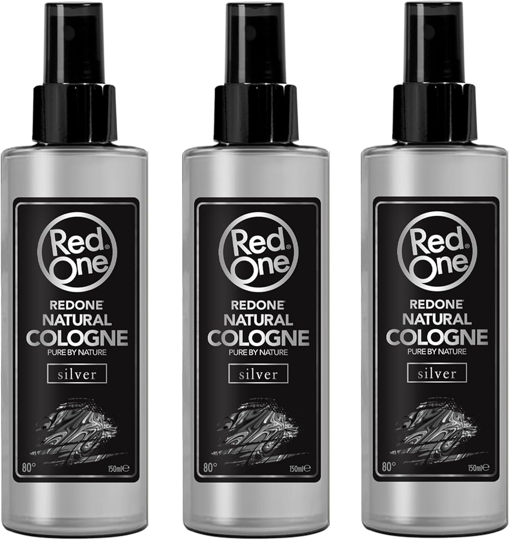 RedOne Barber Cologne Silver 3x150ml Aftershave Splash Men Long-Lasting Fresh