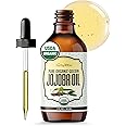 BodyJ4You Organic Jojoba Oil - USDA Organic 100% Pure Natural - Hair Face Skin Gua Sha Dermaplaning Massage - Cold Pressed Hexane Free - Base Carrier Oil - 1 Fl Oz