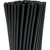 Black Straws,200 Pcs Long Disposable Plastic Drinking Straws. (0.23''diameter and 10.2"long)-Black