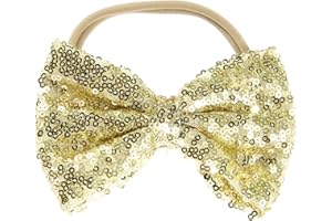 Song Qing Baby Infant Girls Hair Band Sequined Bow Headband Turban Knot Hair Headwear Gold