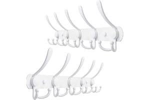 SKOLOO Wall Mounted Coat Rack, 5 Tri Hooks - Heavy Duty, Stainless Steel Coat Hooks for Hanging, Coat Hanger Wall Mount, Hook