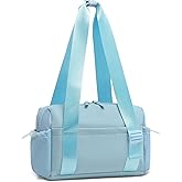 SUIKIHUM Mini Gym Bag for Women, Yoga Small Sports Bag for Women Girls, Waterproof PU Fitness Tote with Wet Compartment, Sky Blue