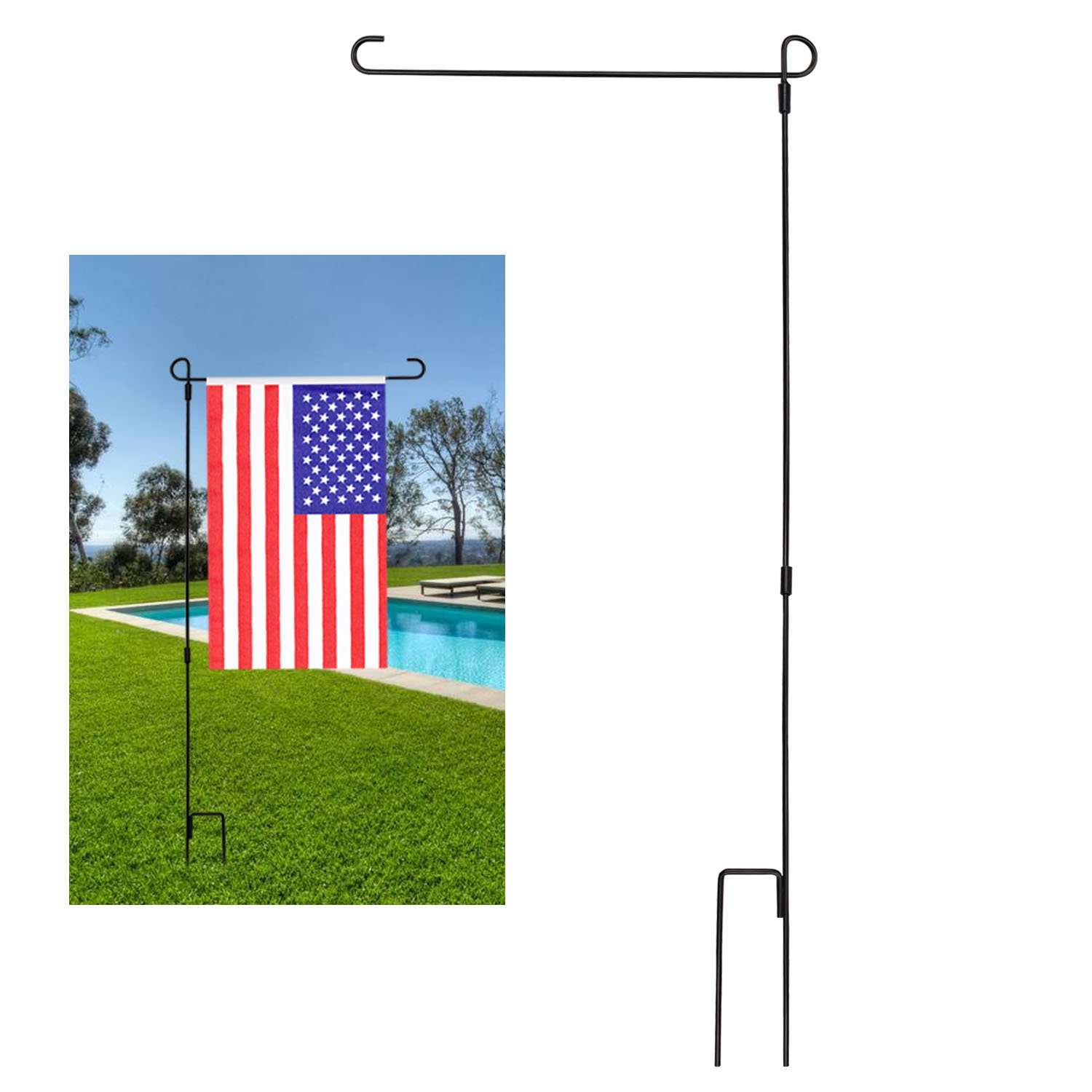 Flag Stand Garden Wrought Iron Black Holder Pole Yard Flagpole Small Metal New 603470405667 eBay