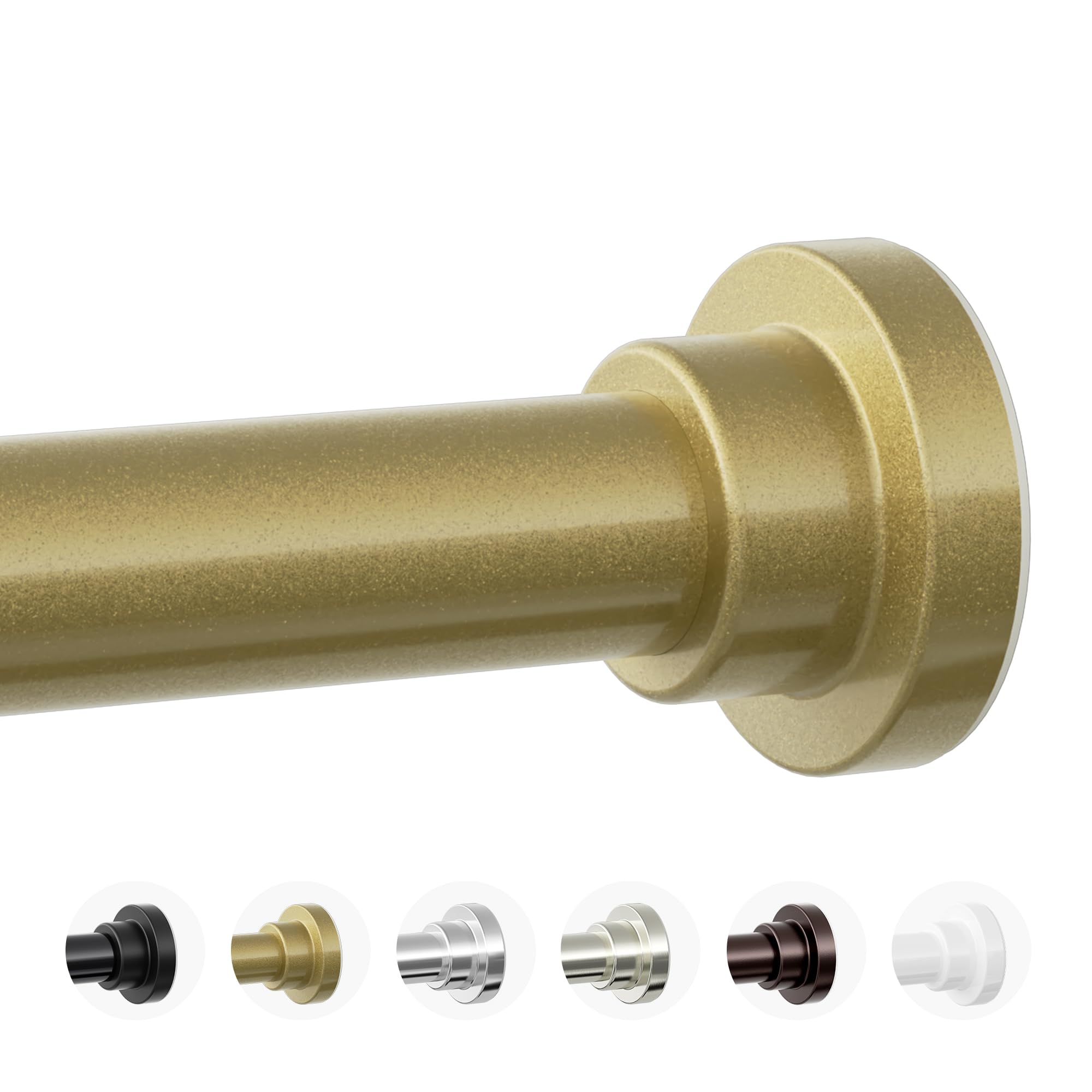 Photo 1 of Mcrbeay Shower Curtain Rod, 1" Diameter Heavy Duty Tension Shower Rod, Non Slip Adjustable 28-102 inch No Drilling Shower Curtain Rods Spring Tension For Bathroom, Shower Stall, No Rust, Chrome Gold