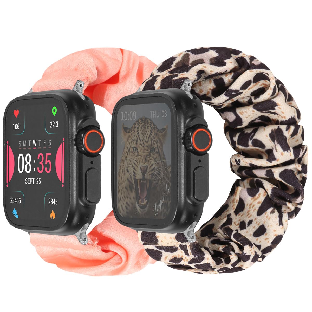 Meideli 2 Pack Compatible Scrunchie Watch Strap Apple iWatch 10 9 8 7 6 5 4 SE,Pattern Printed Fabric Wristband Scrunchie Elastic Strap for Apple Watch Strap 40mm 41mm 42mm