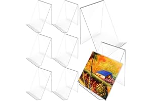HOOWIFFY 8pcs Acrylic Book Display Stands Magazine Holders Desktop Brochure Organizers for Office and Library