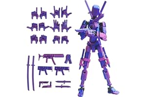 Nemoro Pre-Assembly 3D Printed 5.54'' Stick Robo 13 Action Figure, Multi-Jointed Tian13, Articulated T13 Desktop Decoration,12 in 1 d13 Accessories Best Birthday Festival Gift (Blue red)