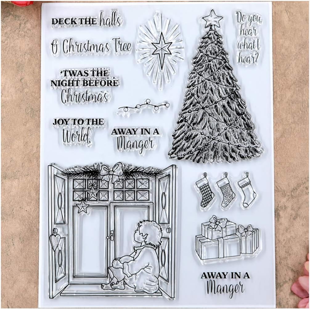 Kwan Crafts Merry Christmas Tree Lighting Clear Stamps For Card Making Decoration And Diy Scrapbooking Stamps Ink Pads Scrapbooking Svanimal Com