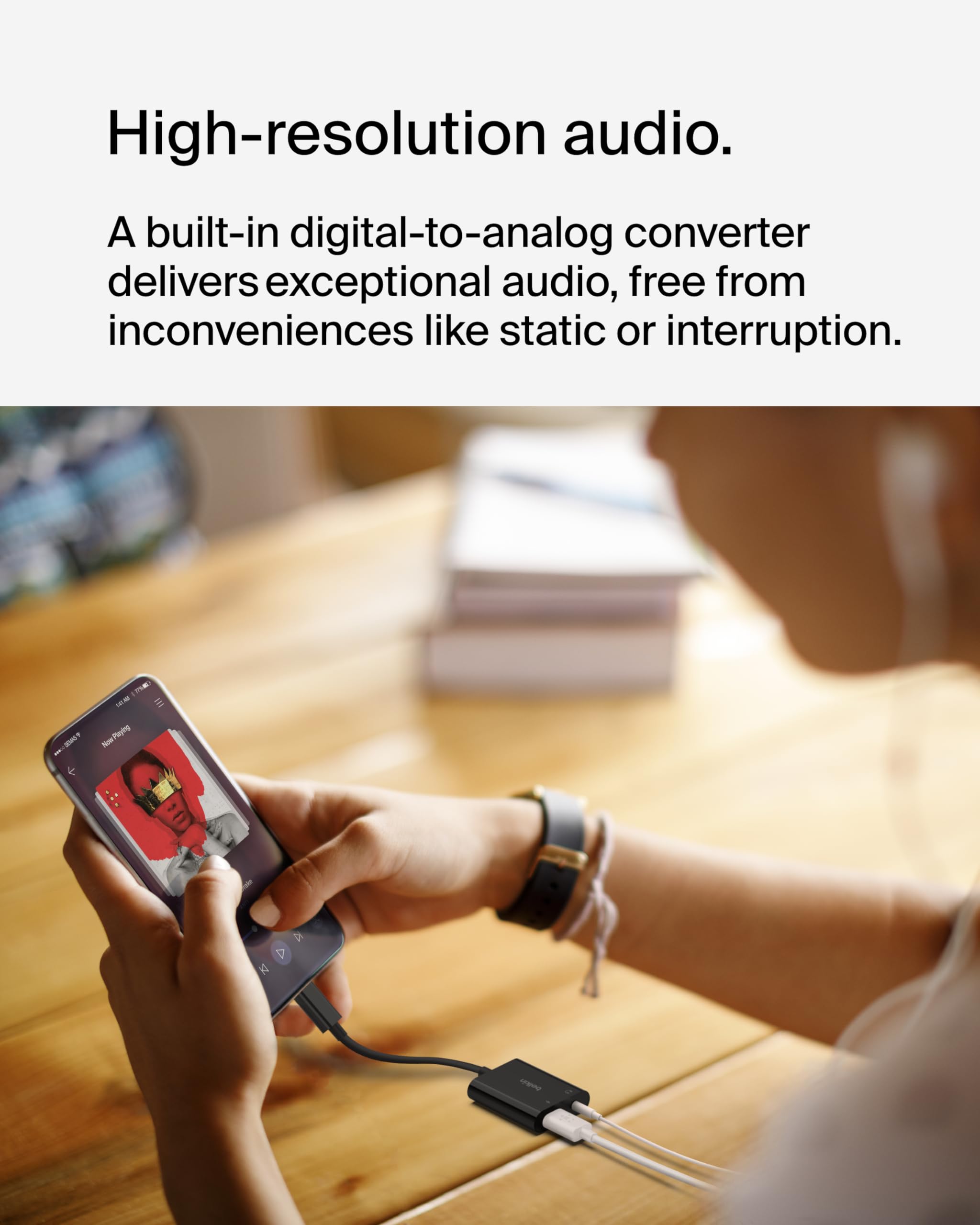 Belkin RockStar™ 3.5mm Audio with USB-C Charge Adaptor Included, USB-C Audio Adaptor Compatible with iPad Pro, Galaxy, Note, Google Pixel, LG G6, Sony Xperia, OnePlus and More - Black