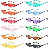 Pibupibu 12 Pack Fire Flame Sunglasses Bulk Rimless Flame Wave Glasses Fun Cool Y2k Glasses Party Favors