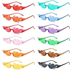 Pibupibu 12 Pack Fire Flame Sunglasses Bulk Rimless