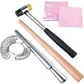 TUPARKA 6PCS Metal Ring Mandrel Ring Sizer,Ring Sizer Gauge Set,Rubber Hammer Mallet,Wood Ring Mandrel Adjuster Stick with 2 