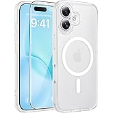 FNTCASE for iPhone 16 Case: [Compatible with Magsafe] Translucent Matte Cases with [Full Camera Protection] [Screen Protector] Military Grade Shockproof Protective Phone Cover - White