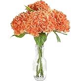 Floroom 4 Pcs Real Touch Burnt Orange Hydrangea Artificial Flowers, 20" Full Faux Hydrangea Flowers Fake Flowers for Home Decor Party Floral Arrangements Wedding Bouquets Centerpieces Decorations