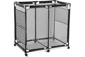 Cosaving Pool Storage Bins Containers Rolling Pool Storage Cart Organizer with Nylon Mesh Basket Large Capacity with Iron Tube 37" L x 25" W x 36" H Black