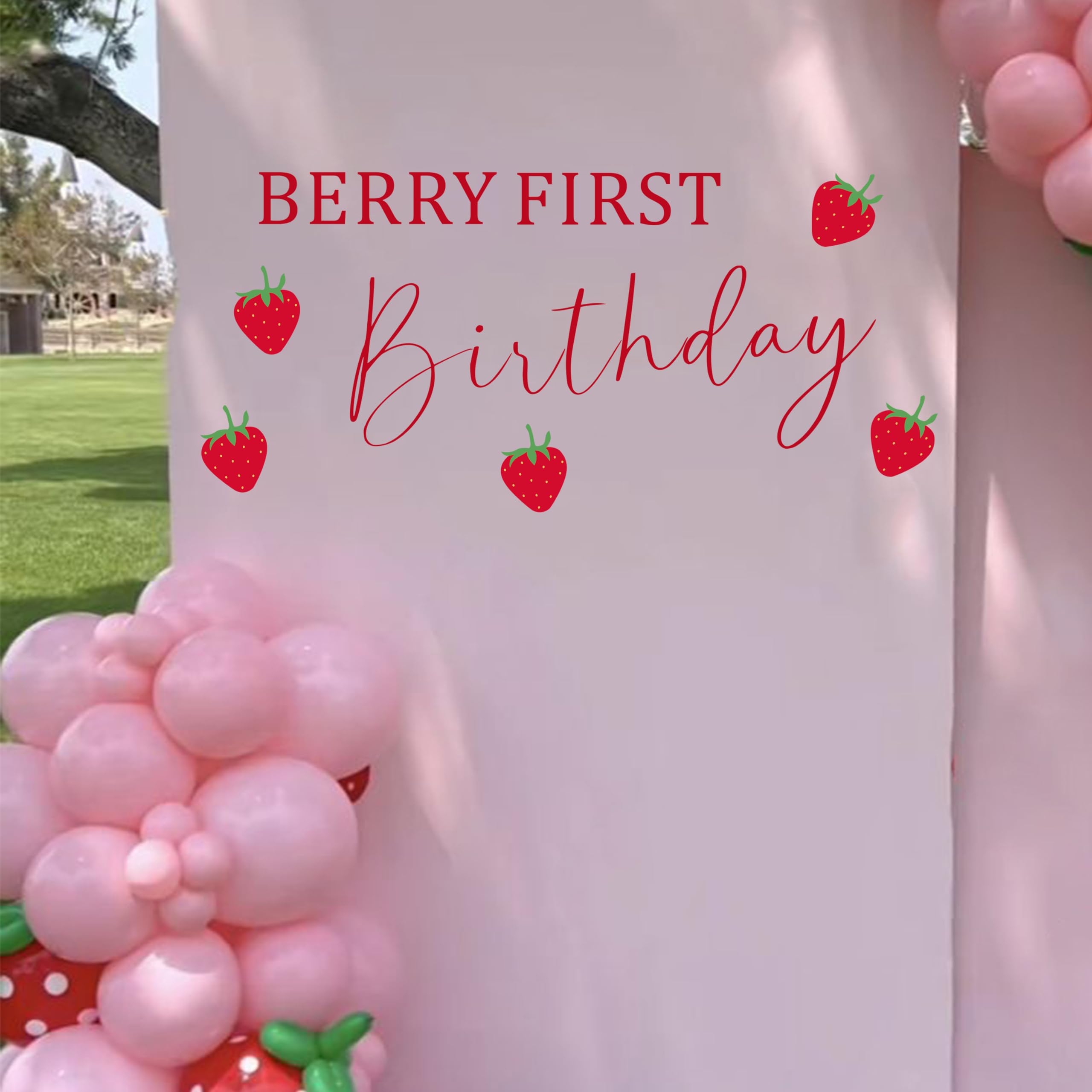 Photo 1 of Berry First Birthday Wall Decal - Sweet One Birthday Party Decoration,Berry First Birthday Sticker,Strawberry 1st Party Supplies for Girls