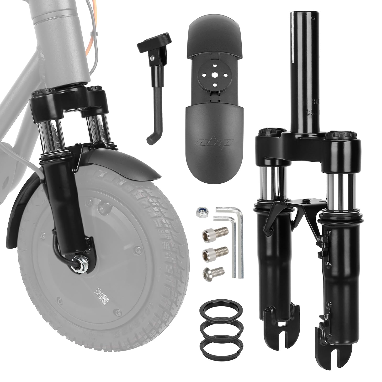 ulip Front Suspension Kit, Shock Absorber with Adjustable Stand, Mudguard, Mudguard Accessories for Segway Ninebot F20 F25 F30 F40 F40i F65 D18E D28E D38E D40X Series Electric Scooter
