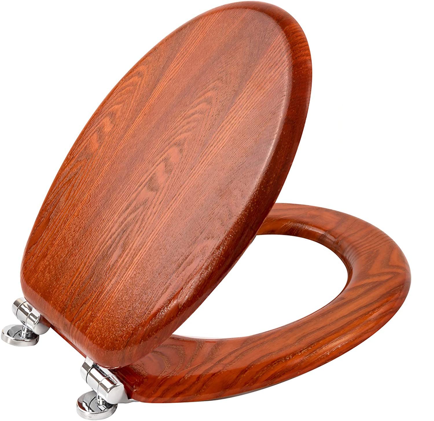 Angel Shield Antibacterial Wooden Soft Close Toilet Seat with Quick Release Adjustable Hinges Toilet Seat Easy Clean and Assembly for Bathroom 45 x 37 x 5.2 cm (Antique Pine)