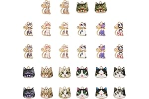 Spritewelry Enamel Animal Theme Charm Flower Cattle Head Cat Butterfly Fox Tortoise Charms Pendants for Earring Necklace Bracelet Keychain Jewelry Craft Making