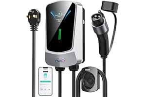QAOFUL QIAO Level 2 EV Charger, Up to 40A Electric Car Charger, Wi-Fi Bluetooth APP Enabled EVSE, 4.3in Display, 25ft Cable, NEMA 6-50 Plug Charge Station Compatible with All SAE J1772 EV Models White