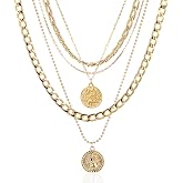 Lookray Pirate Necklace for Women,Chunky Coin Pirate Costume Accessories | Chunky Layered Pirate Coin Pendant Necklace,Classic 80S 90S Hip Hop Jewelry,Great Halloween Pirate Party Costume Accessorie