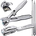 German Nail Clippers for Men Thick Nails - Wide Jaw Opening Nail Clippers for Seniors & Easy Grip 360 Degree Rotary Toenail Clippers for Seniors No Splash Mess Free Self Collecting Nail Cutter