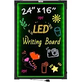 VEVOR LED Message Writing Board, 24"x16" Illuminated Erasable Lighted Chalkboard, Neon Effect Menu Sign Board, Drawing Board with 8 Fluorescent Chalk Markers and Remote Control, for Home Wedding Shop