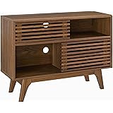 Modway Render Mid-Century Modern Two-Tier Display Stand in Walnut