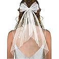 Bride to Be Embroidered Hair Bow Veil for Bachelorette Party Bridal Shower Tulle Pearl 2 Tier Bow Veil Engagement Accessory Bride Gift Velos De Novia (Style A)