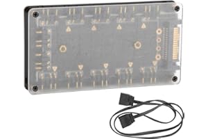 RGB Fan Hub Splitter, SATA Power, Acrylic Board, Magnetic Design, 10 Fans, 10‑in‑1 Interface Extension with Magnetic Fixing, 