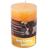 Kiera Grace Enlighten Pillar Candles - 4" H x 3" Dia, Jasmine Sandalwood Fragrance, Taupe - Smokeless Natural Scented Candle