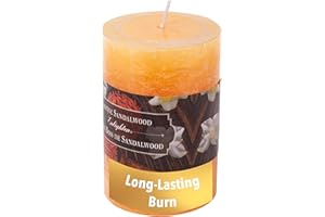 Kiera Grace Enlighten Pillar Candles - 4" H x 3" Dia, Jasmine Sandalwood Fragrance, Taupe - Smokeless Natural Scented Candle