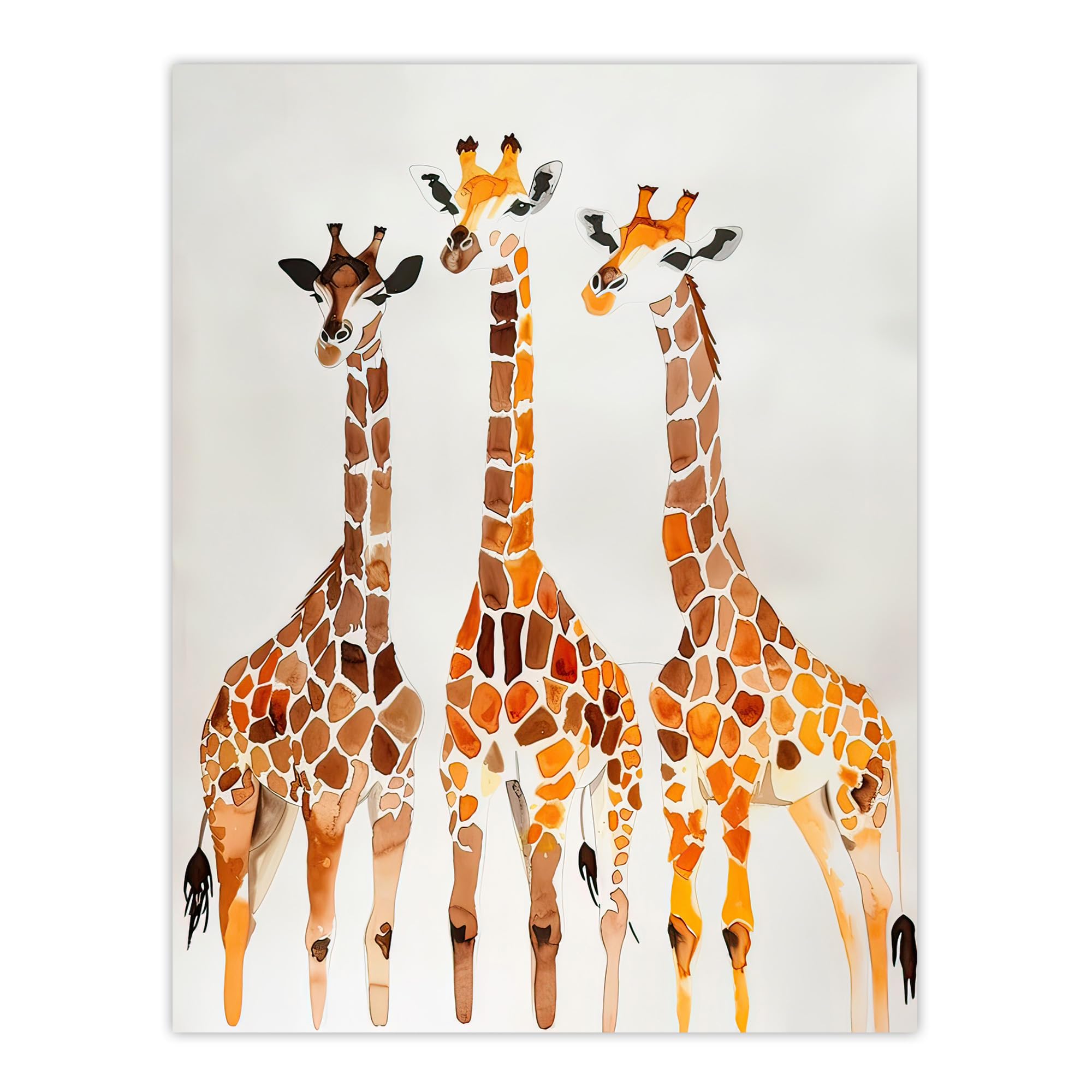 Artery8 Group of Giraffes Bright Watercolour Safari Living Room Extra Large XL Wall Art Poster Print