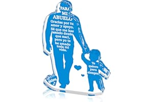 Yopyame Gift for Grandpa from Grandson - Spanish Grandfather Holding Hand with Grandson Acrylic Plaque Sign Best Grandpa Ever Gifts Regalos para Abuelo Father’s Day Christmas Keepsake Paperweight