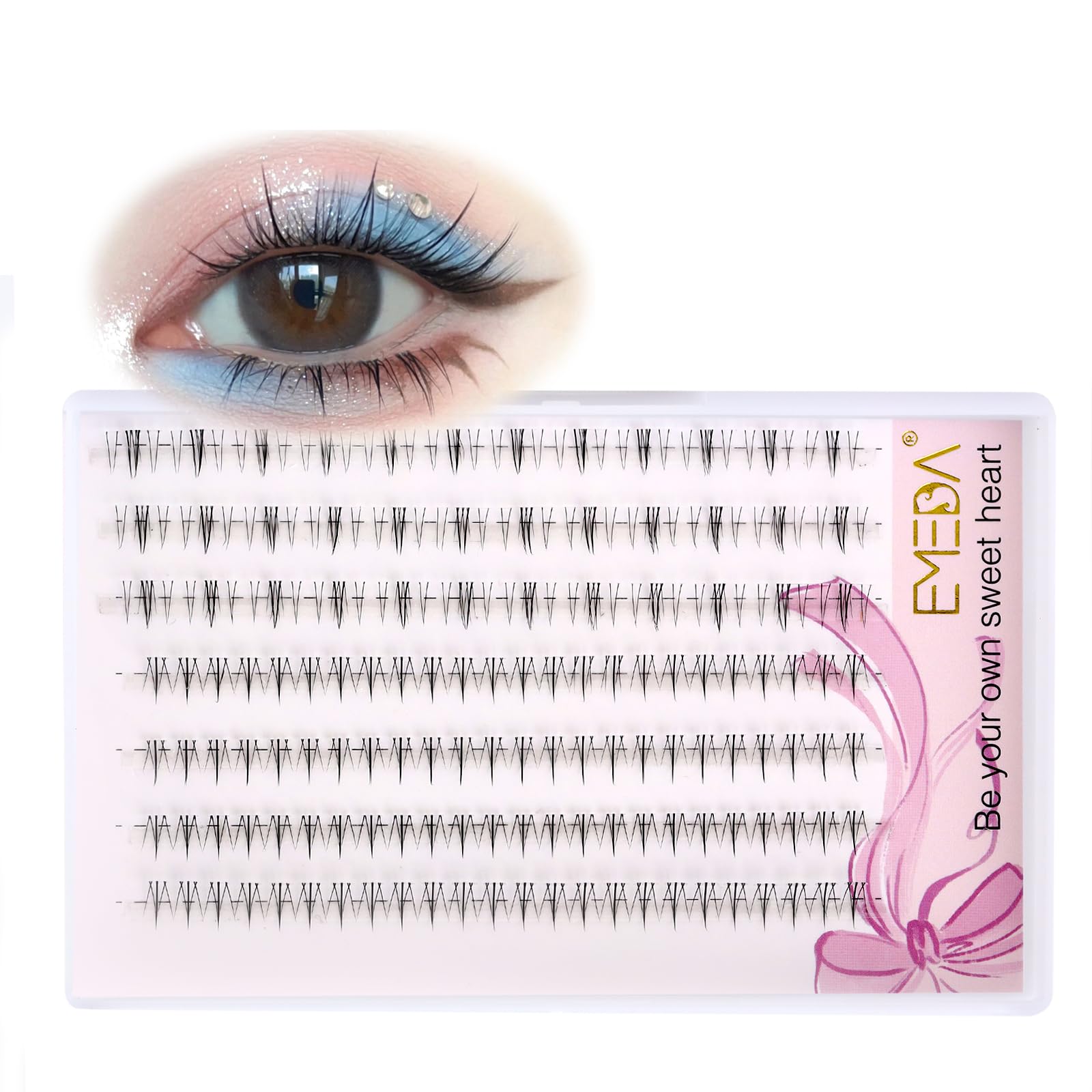 EMEDA Bottom Eyelashes 5-6mm Lower Lashes 132PCS DIY Individual Lash Clusters Short Bottom Eyelash Extension Kit Under Eye Lashes Clear band (Lower Lash) — image 1