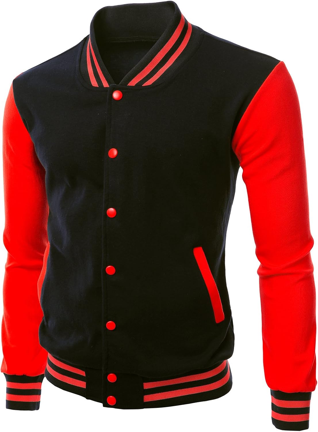 Xpril Men's Stylish Color Contrast Long Sleeves Varsity Jacket at  Men’s Clothing store
