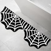 JOINSI 2 pcs Spider Web Bath Mat, Halloween Bathroom Rugs Carpet Goth Half Circle Non-Slip Doormat for Kitchen, Bedroom, Living Home, 31 x 20 inch