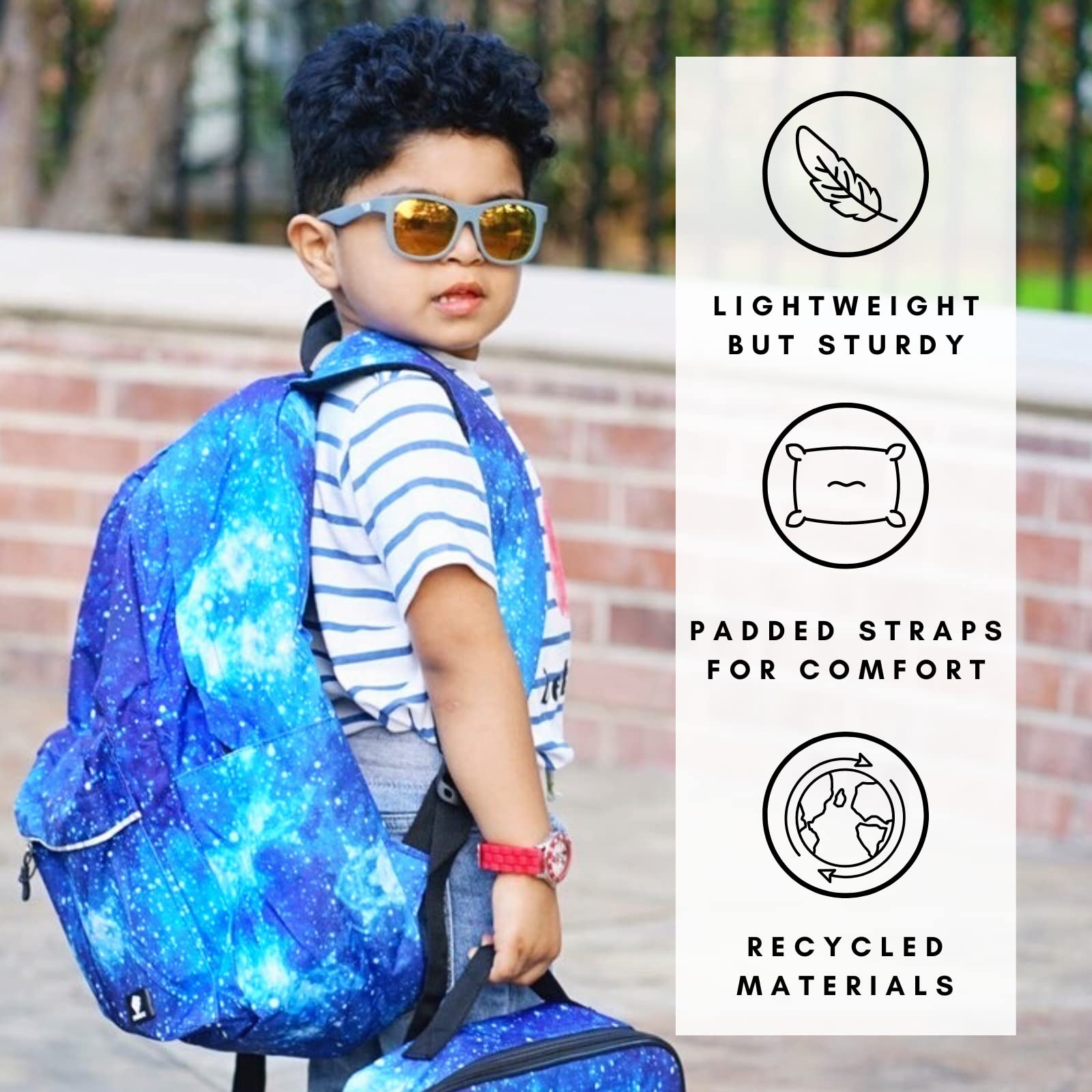 Fenrici Galaxy Backpack for Boys, Girls, Teens, Boys' Pack for School, Kids' Bookbags with Padded Laptop Compartment, Space Backpack, Blue Galaxy, 17 Inch